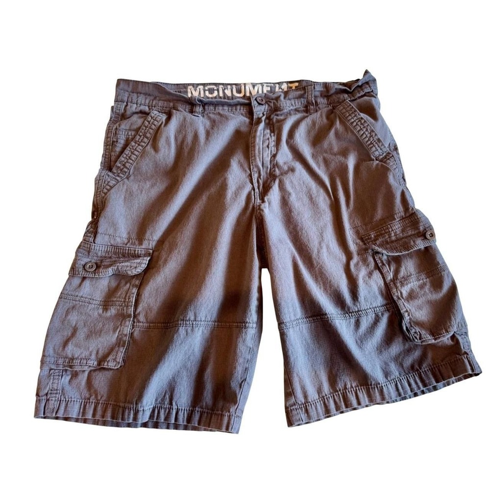 Monument Mens Cargo Shorts Charcoal Gray Cotton Blend Size 34 Multi Pocket